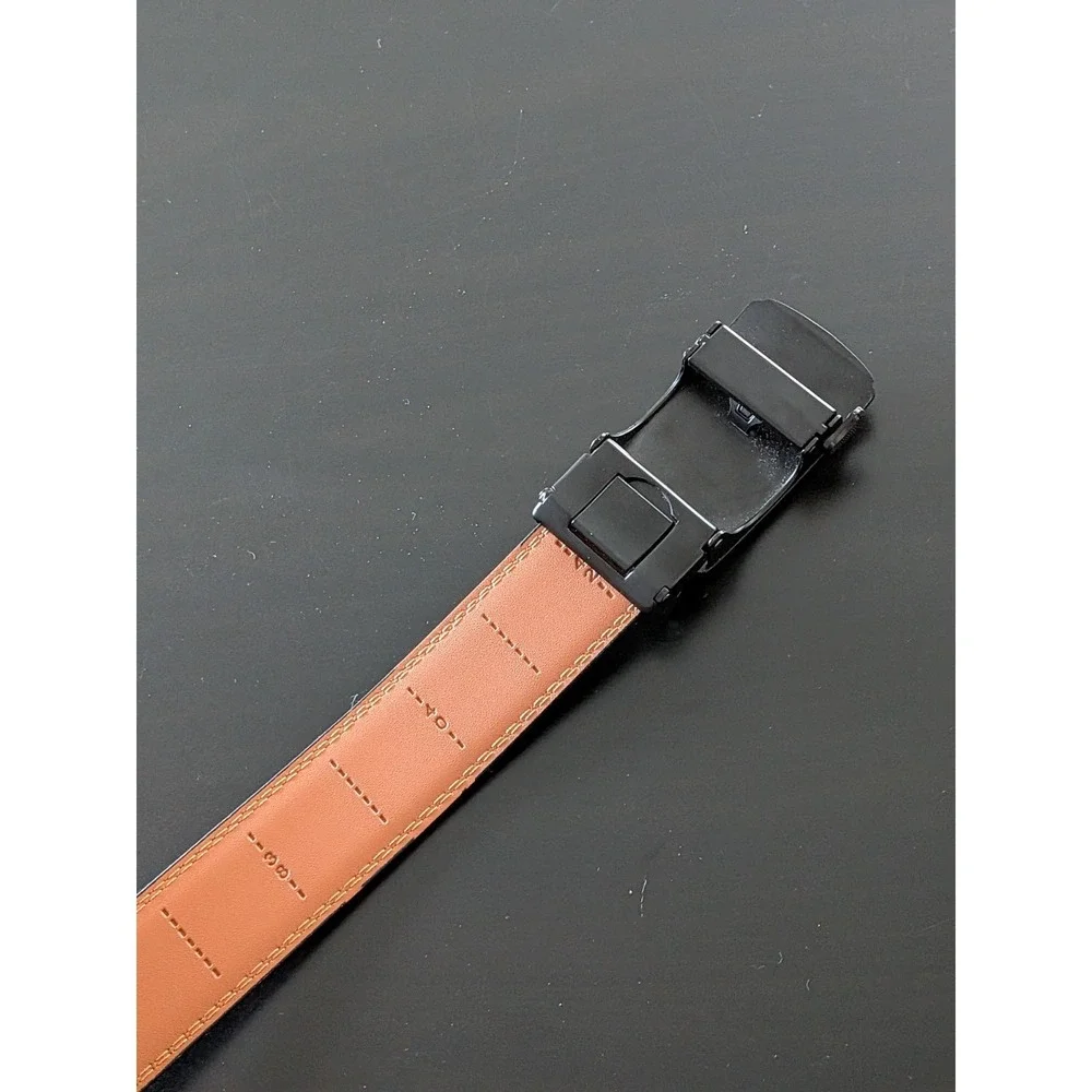 Bulliant‎ Metal Buckle Ratchet Belt Black Leather Cut To Fit (28-40) Men's